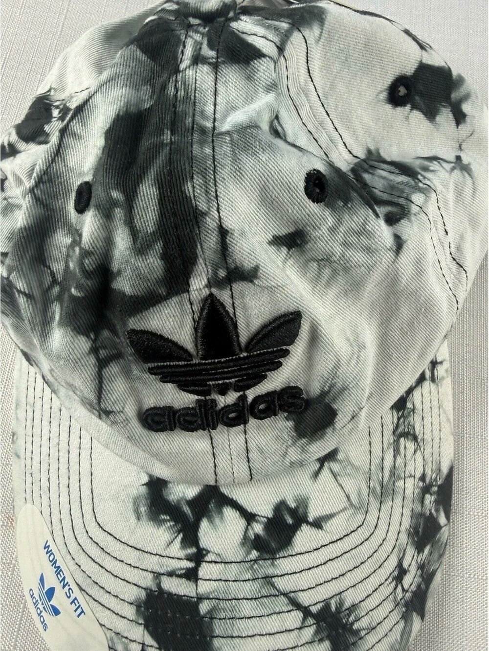 Adidas Originals Tie Dye Trefoil Strapback Hat Cap Black White Women’s OSFA NWT
